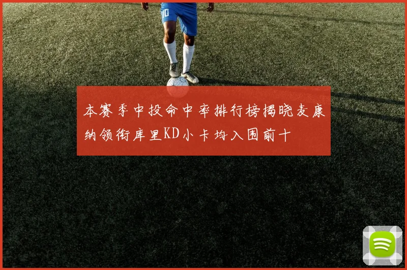 本赛季中投命中率排行榜揭晓麦康纳领衔库里KD小卡均入围前十